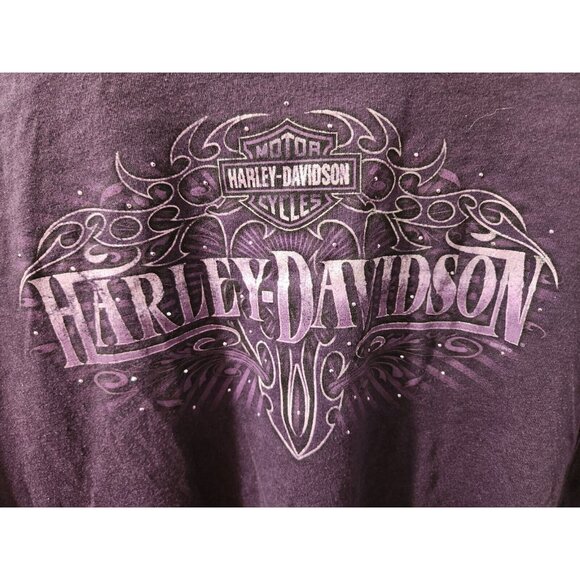 Harley Davidson Women Long Sleeves T-Shirt Purple Size Large Quebec Local Dealer - Picture 2 of 10
